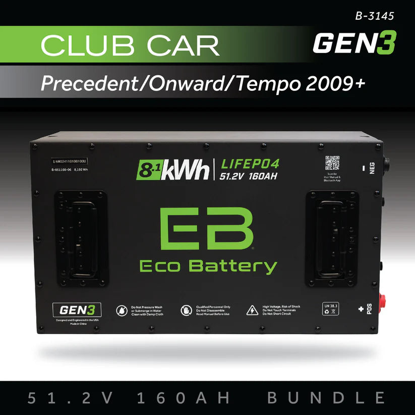 Eco Battery GEN3 Lithium Bundle for Club Car Onward & Tempo (2009+) – 51V, 70V & 160Ah Options