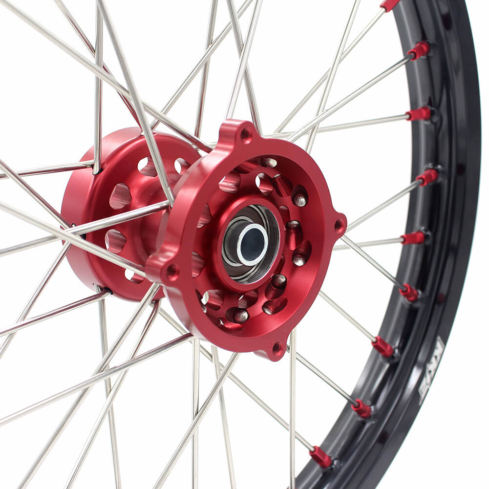 KKE 17 & 14 Kids Wheels Rims For HONDA CRF150R CRF150RB 2007-2025 Red Alloy Nipple