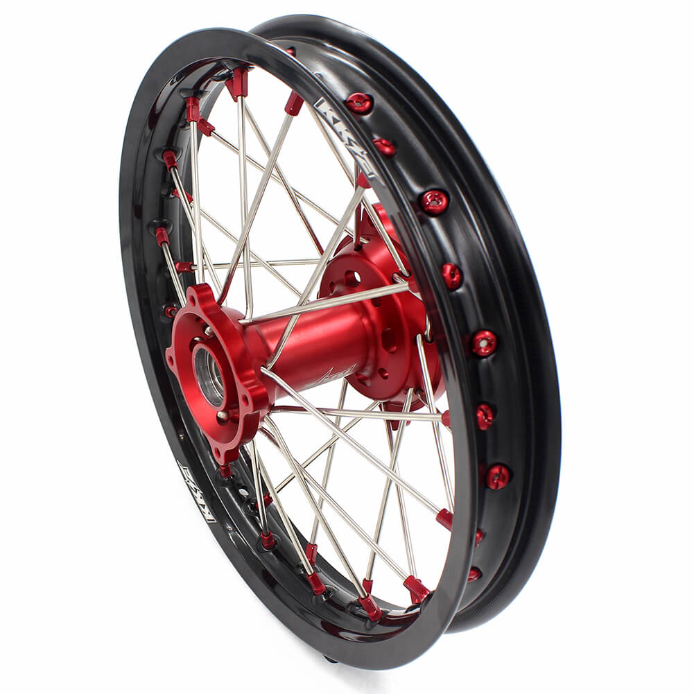 KKE 17 & 14 Kids Wheels Rims For HONDA CRF150R CRF150RB 2007-2025 Red Alloy Nipple