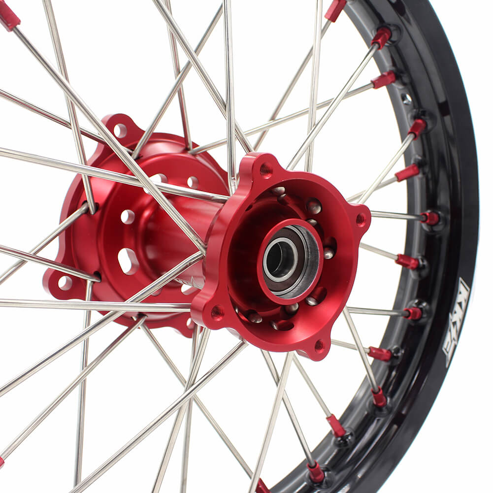 KKE 17 & 14 Kids Wheels Rims For HONDA CRF150R CRF150RB 2007-2025 Red Alloy Nipple