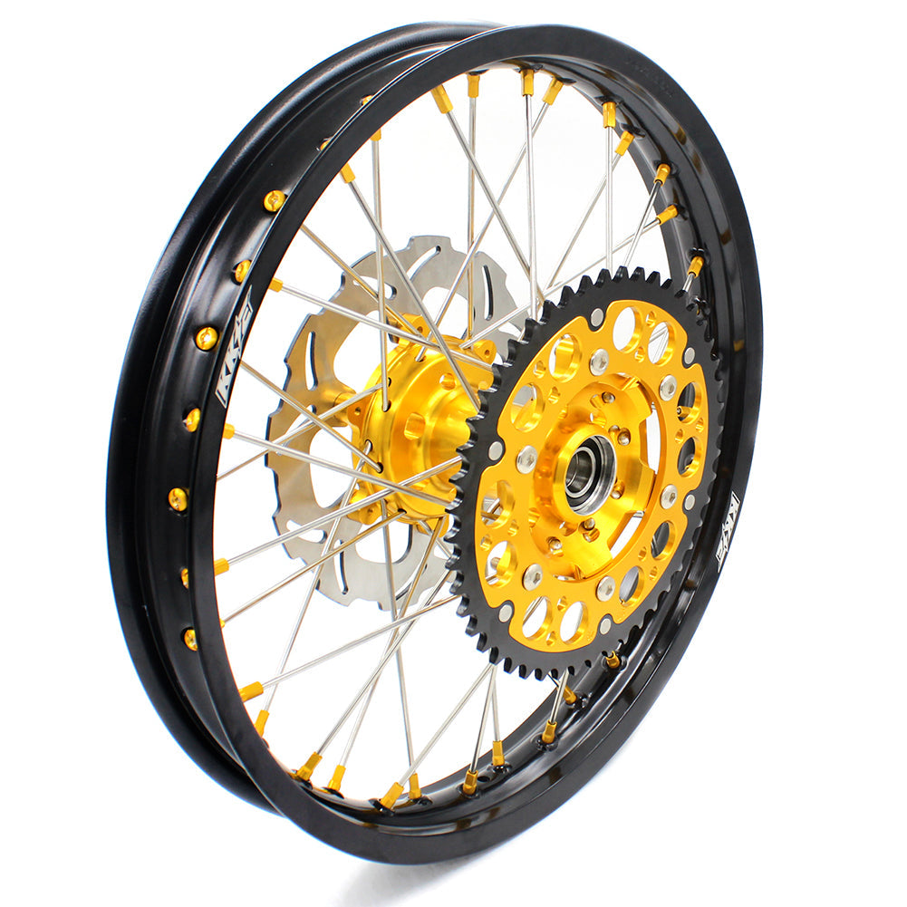KKE 21 & 19 MX Dirt Bike Rims For SUZUKI RM125 2001-2007 RM250 2008 Gold Nipple