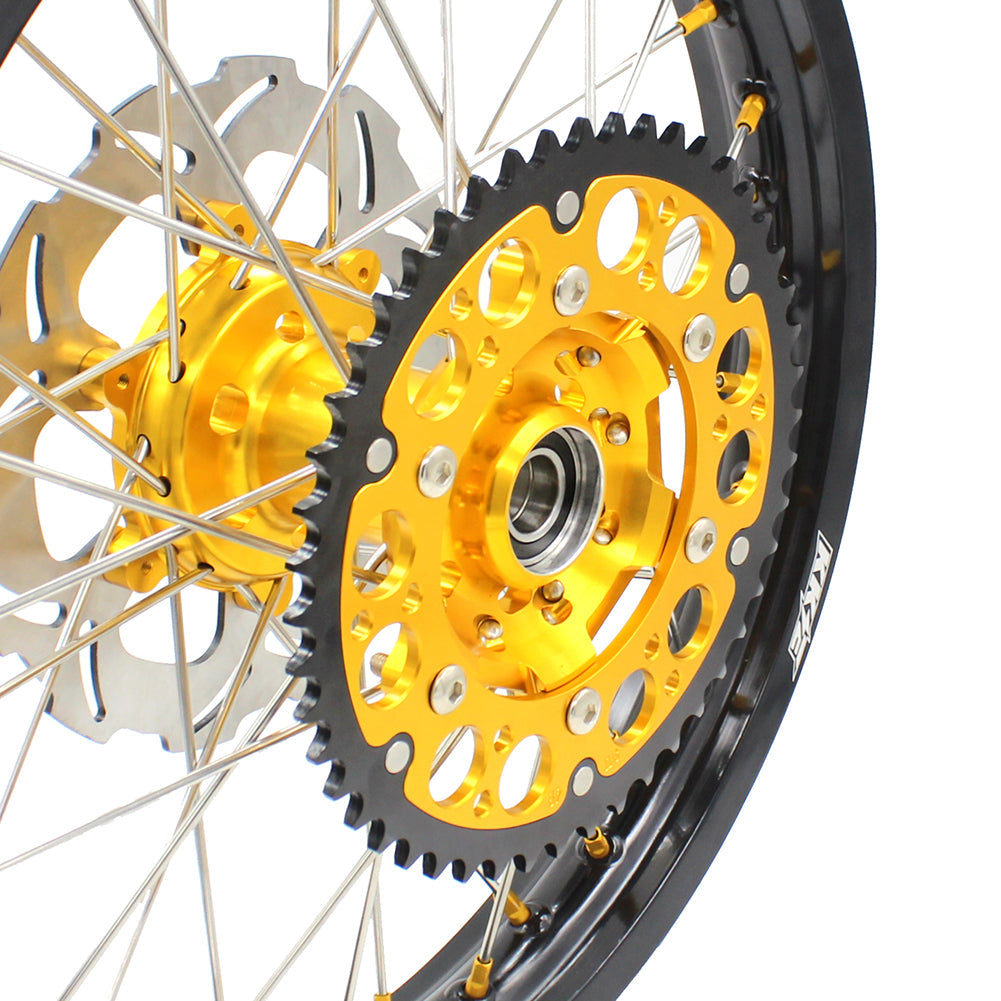 KKE 21 & 19 MX Dirt Bike Rims For SUZUKI RM125 2001-2007 RM250 2008 Gold Nipple