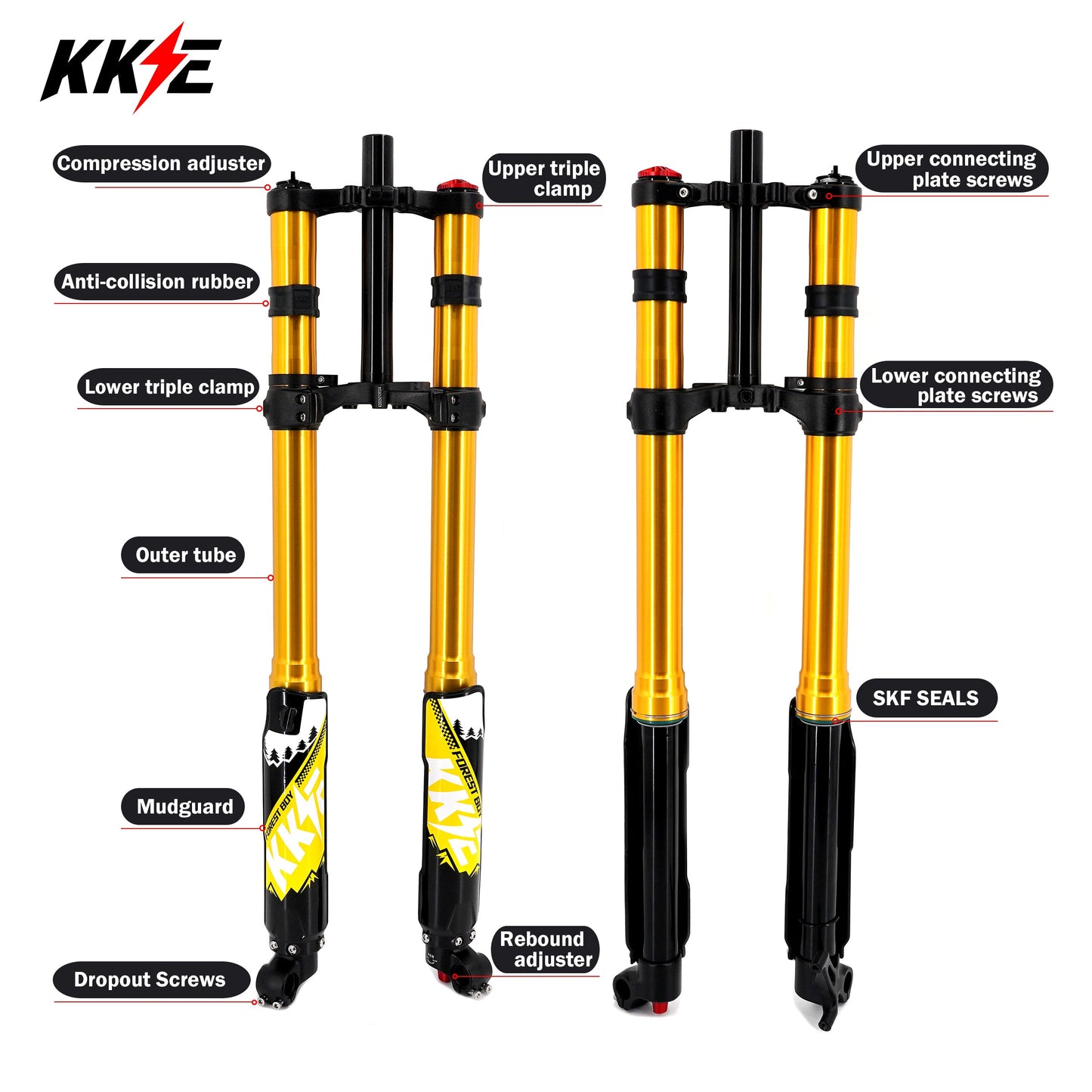 KKE 35MM Upgraded 5.5 Version Front Suspension Fork Fit Surron Light Bee, E-Ride Pro-SS, Talaria Sting MX3/MX4/R (Collective)