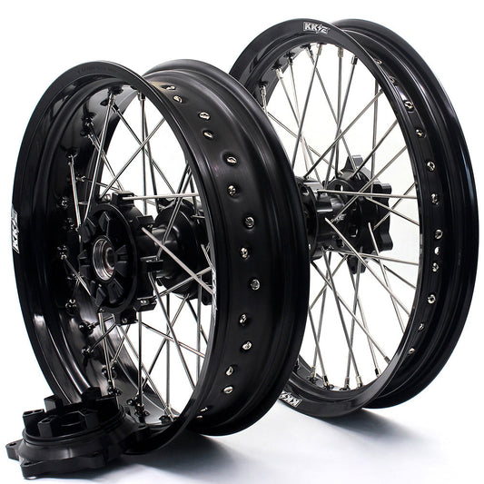 KKE 2.5*19 & 4.25*17 Cush Drive Supermoto Wheels for SUZUKI Dr650se 1996-2021 Black