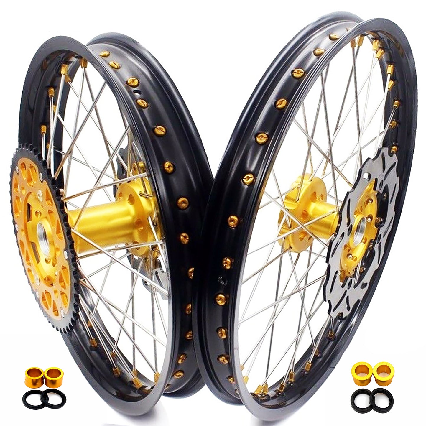 KKE 21 & 18 Enduro Rims for Suzuki RMZ250 2007-2022 RMZ450 2005 Gold Nipple