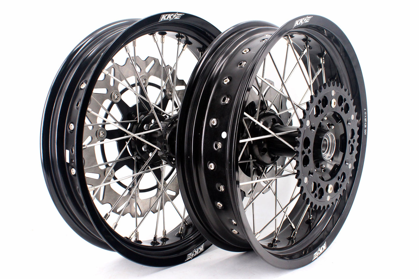 KKE 17 inch Supermoto Wheels Rims for HONDA XR650L 1993-2024 Black Hub Discs