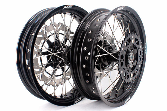 KKE 17 inch Supermoto Wheels Rims for HONDA XR650L 1993-2024 Black Hub Discs
