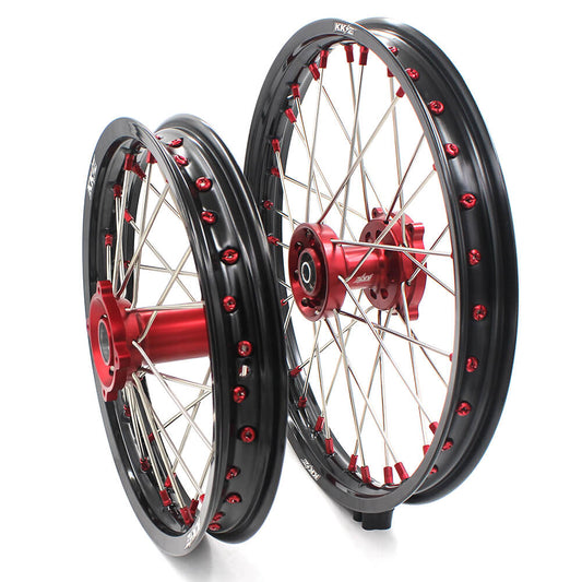 KKE 17 & 14 Kids Wheels Rims For HONDA CRF150R CRF150RB 2007-2025 Red Alloy Nipple