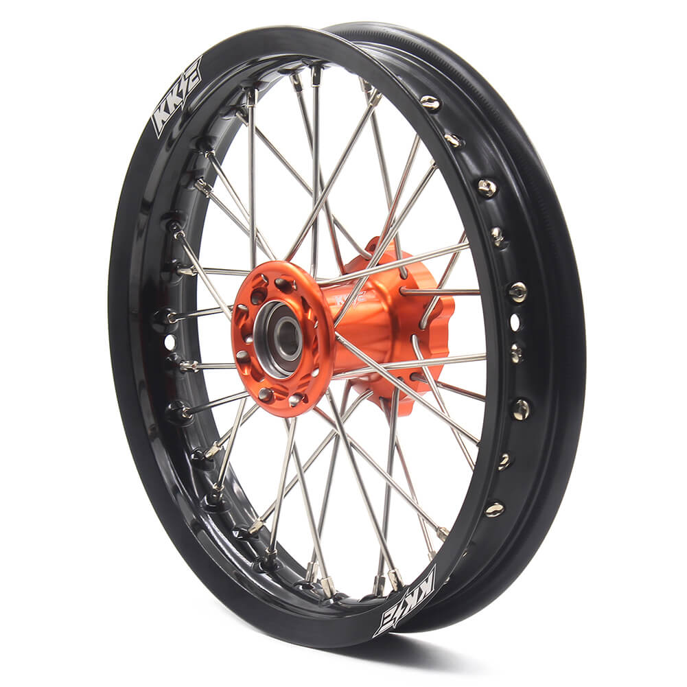 KKE 10/10 Small Kid's Wheels For KTM SX50 Mini Dirtbikes Orange Hub