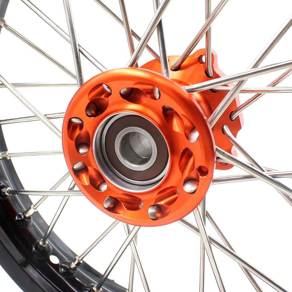 KKE 10/10 Small Kid's Wheels For KTM SX50 Mini Dirtbikes Orange Hub