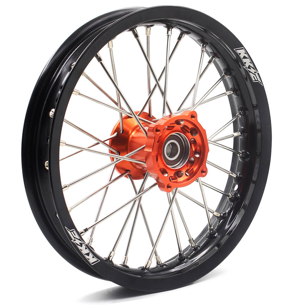 KKE 10/10 Small Kid's Wheels For KTM SX50 Mini Dirtbikes Orange Hub