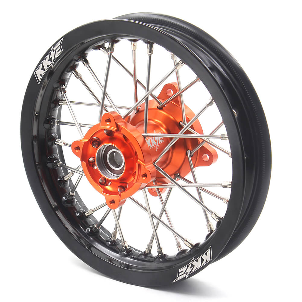 KKE 10/10 Small Kid's Wheels For KTM SX50 Mini Dirtbikes Orange Hub