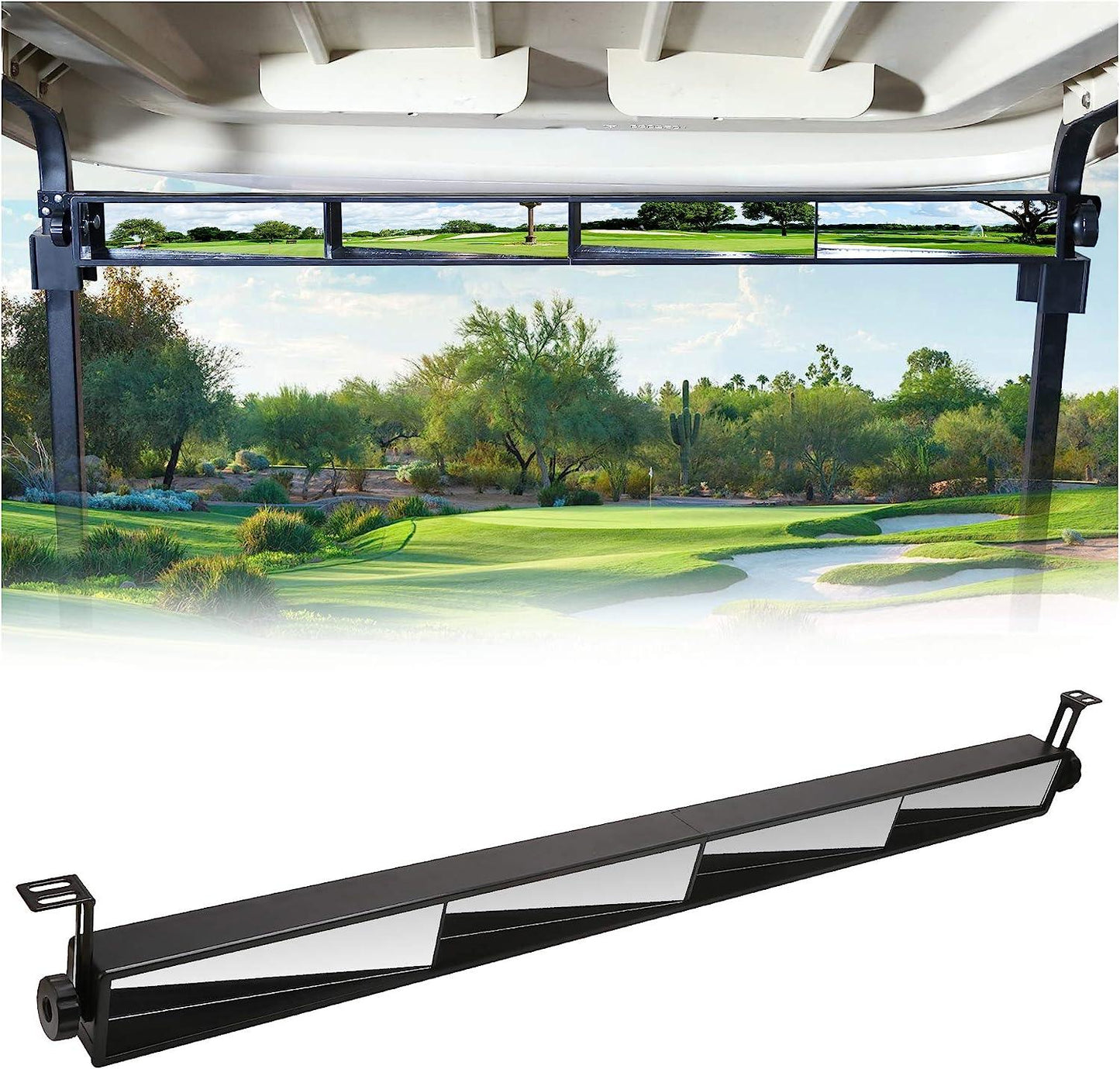 Universal Golf Cart 4 Panel Rearview Mirror | Plate Mirror Kit