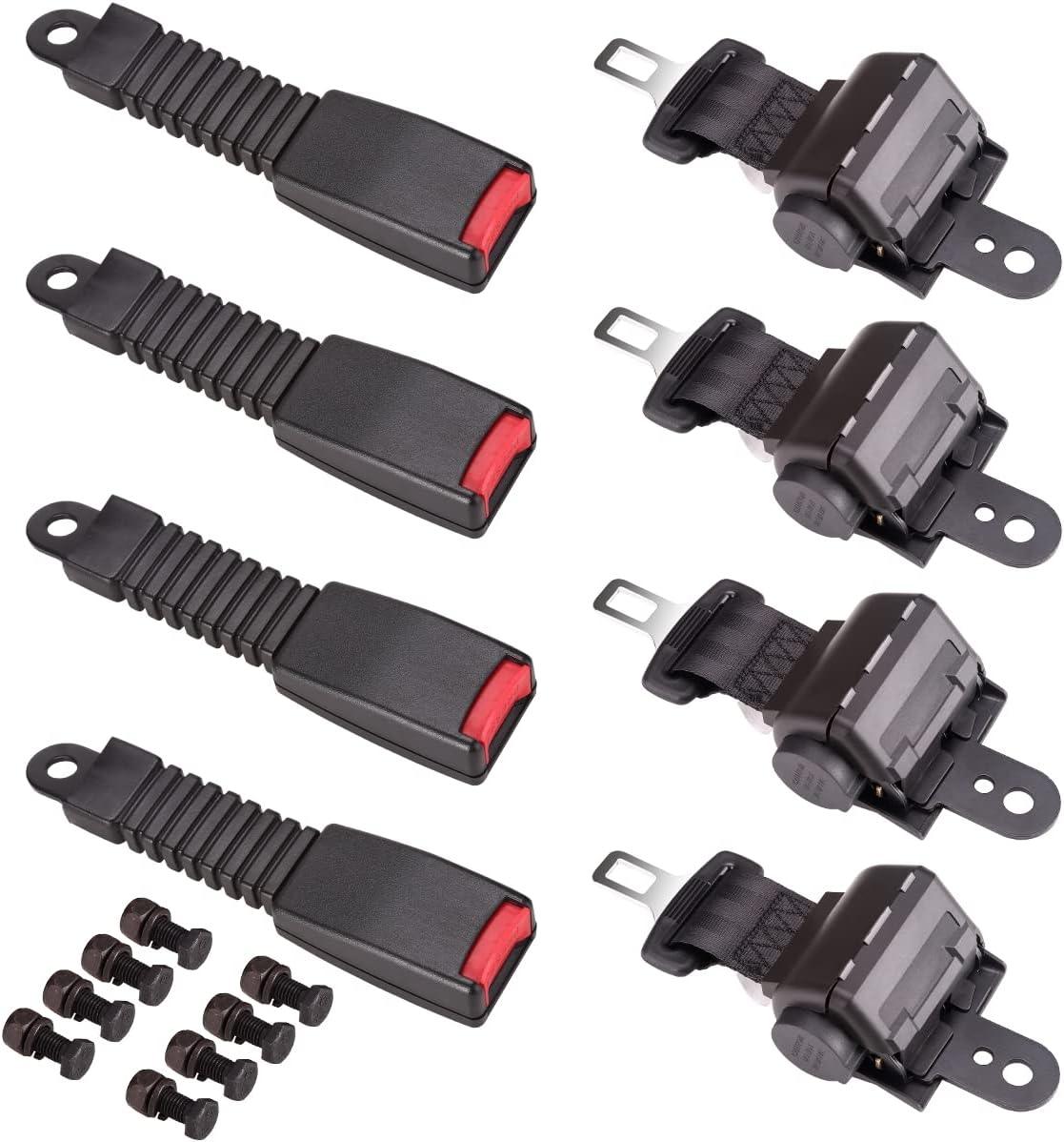Universal Retractable Front Rear Golf Cart Seat Belt Kit for EZGO, Yamaha, Club Car