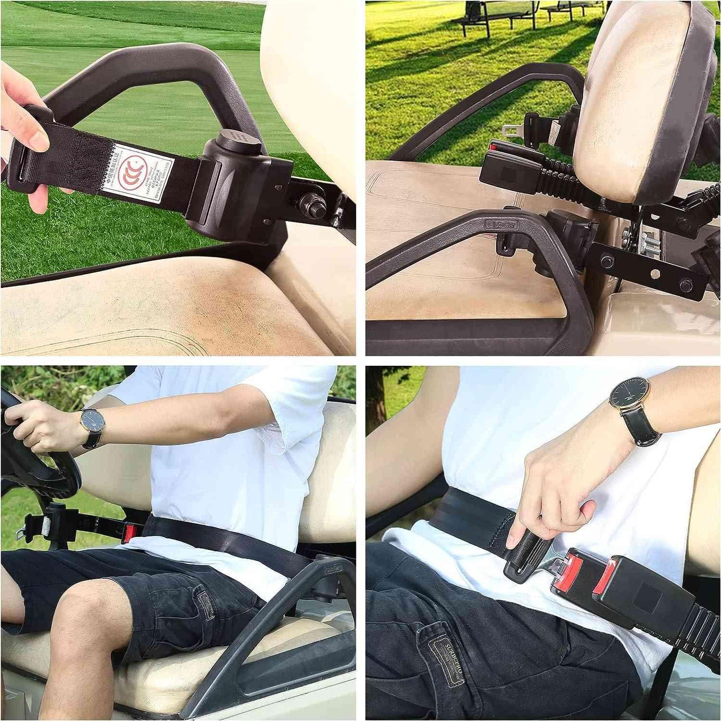 Universal Retractable Front Rear Golf Cart Seat Belt Kit for EZGO, Yamaha, Club Car